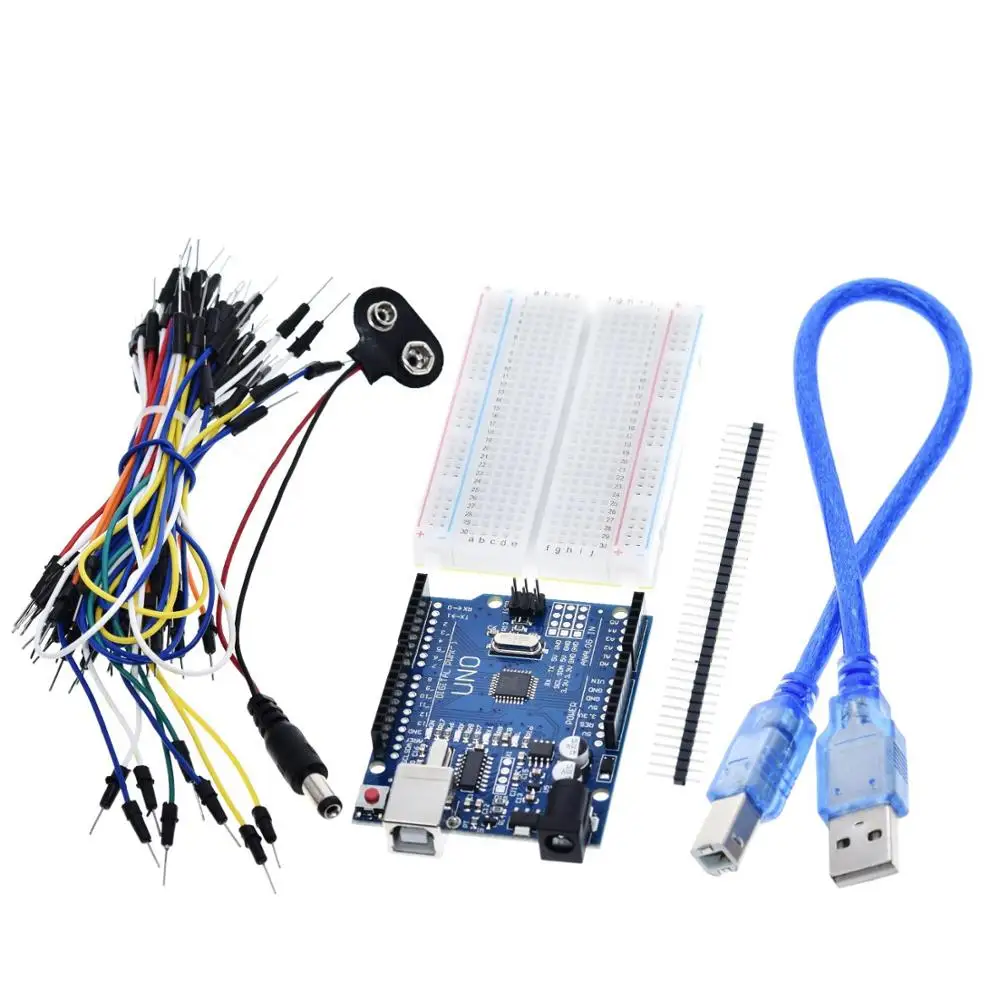 ShengYang стартовый комплект для arduino Uno R3-комплект из 5 предметов: Uno R3 макетная плата Перемычка провода USB кабель и 9 в разъем батареи