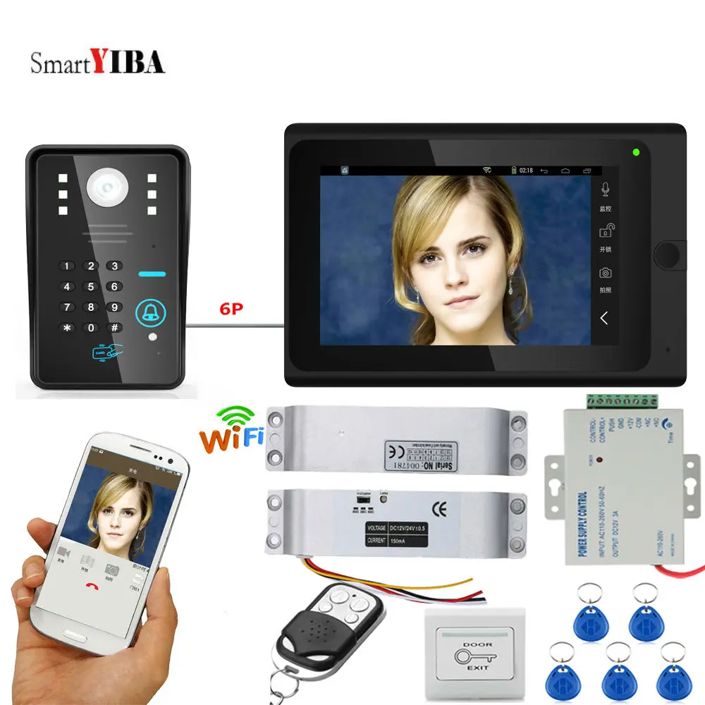 SmartYIBA 7 дюймов Wifi беспроводной RFID пароль видеодомофон умный дом дверь телефон