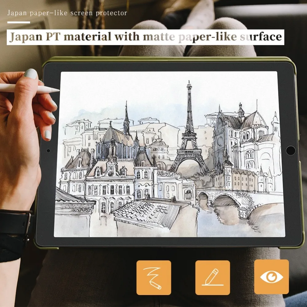 GOOYIYO- Paper Like Screen Film For iPad Mini 2 3 4 5 Soft Matte Anti Glare Painting Writing Film For iPad Air Pro 9.7 11 12.9