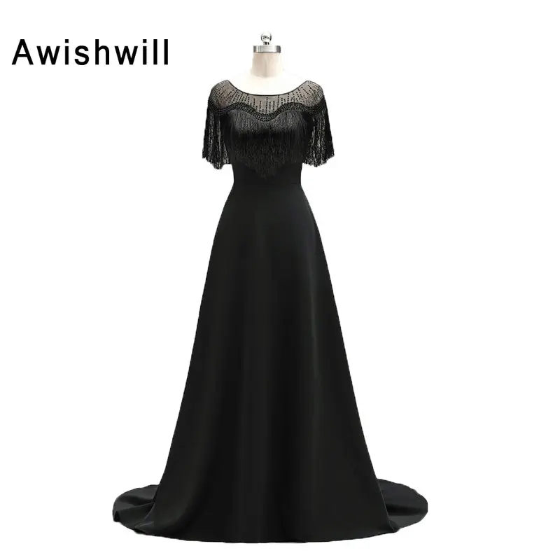 Robe De Soiree ТРАПЕЦИЕВИДНОЕ черное элегантное вечернее платье для банкета длиной до