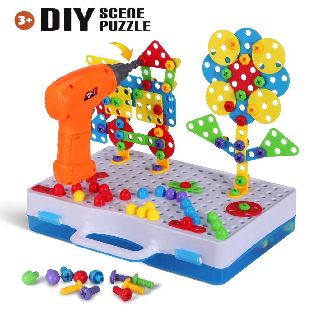 DIY Стволовые игрушки электрическая головка для дрели группа игрушки гайка разборка матч головоломка игрушки сборные блоки наборы детские развивающие игрушки