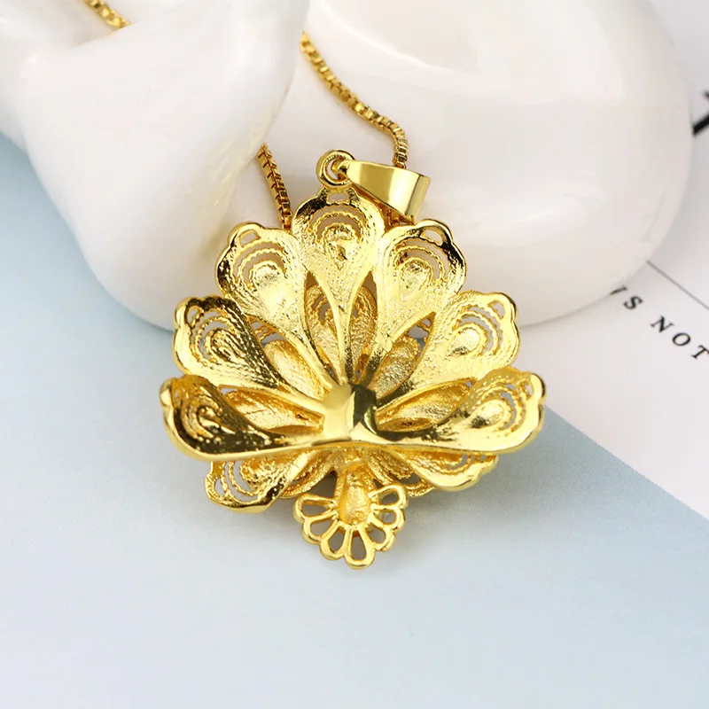 Роскошные Подвески в виде павлинов большие длинные женские ожерелья 24 К