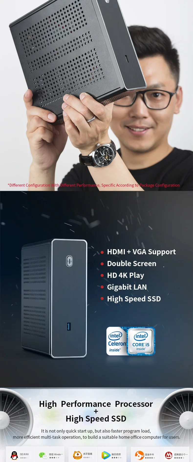 Realan Intel Core i5 6200U i7 6500U Celeron 3865 Мини ПК Windows 10 Barebone компьютер DDR3L