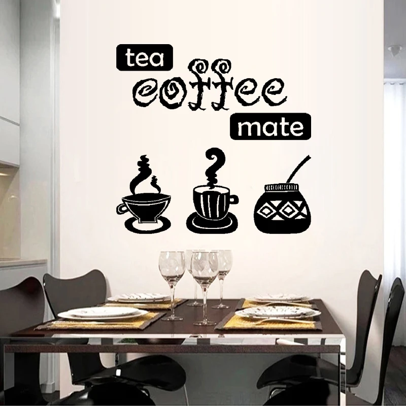 Настенные виниловые Стикеры для кофе и чая ресторана кухни Съемные Виниловые