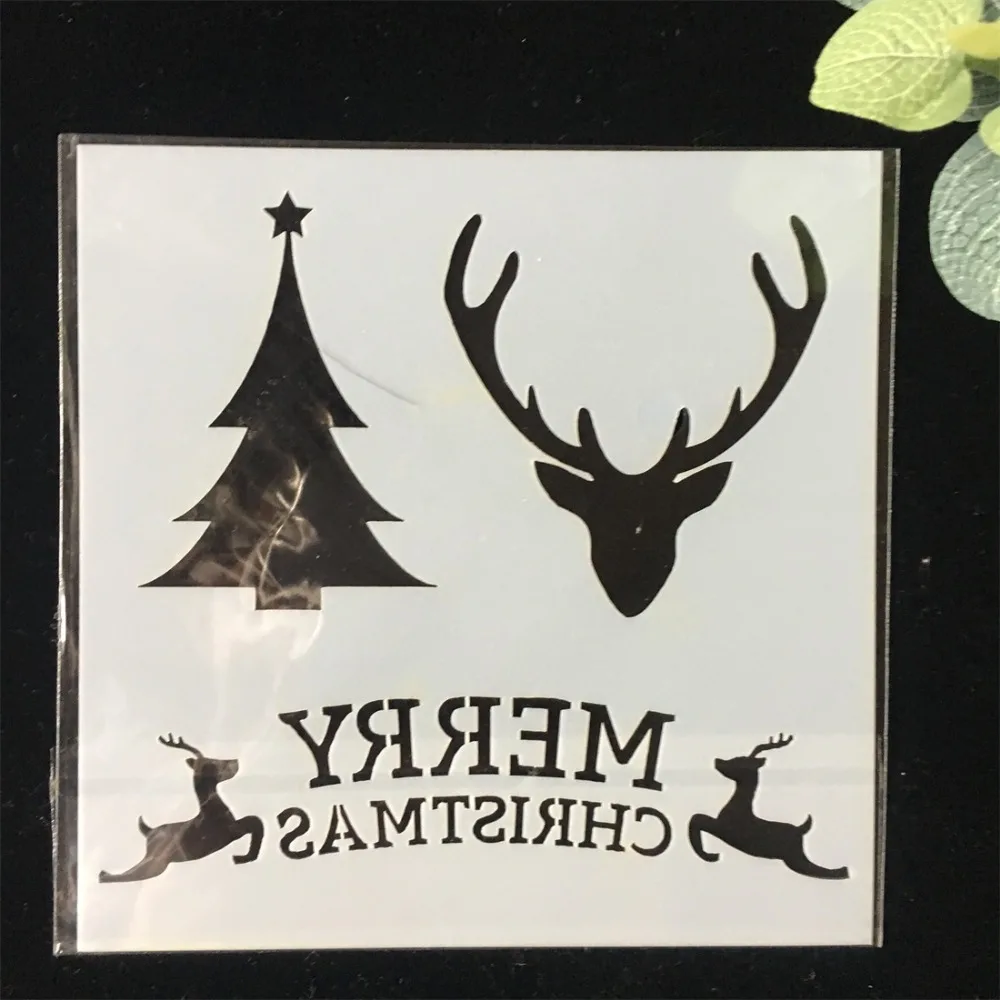 8 шт./упак. (13 см) с рождественскими оленями бутон DIY наслоения Трафареты настенная