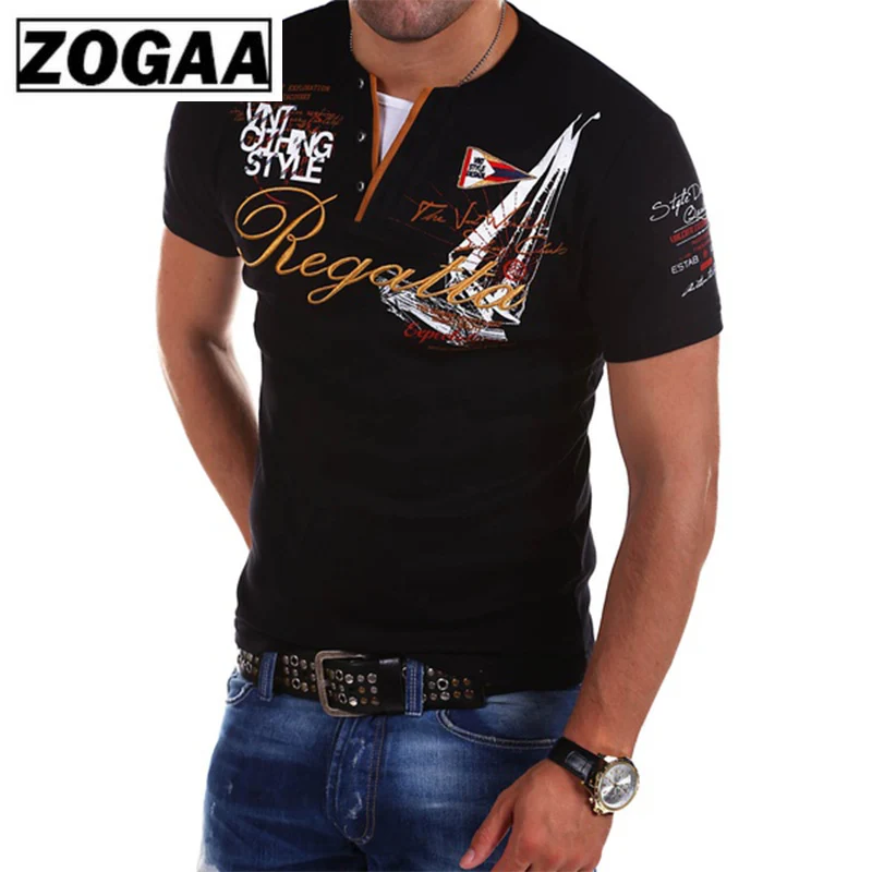 Мужская модная рубашка поло с коротким рукавом однотонная Повседневная ZOGAA 2018