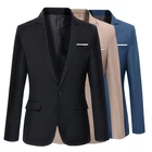 Костюм мужской классический, пиджак Свадебный, повседневный пиджак, хлопковый приталенный, Размер 3XL