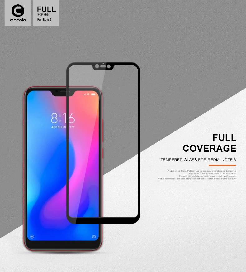 Mocolo, полностью проклеенное закаленное стекло премиум класса для Xiaomi Redmi Note 6 PRO, полное покрытие, Защита экрана для Redmi Note 5, стеклянная пленка