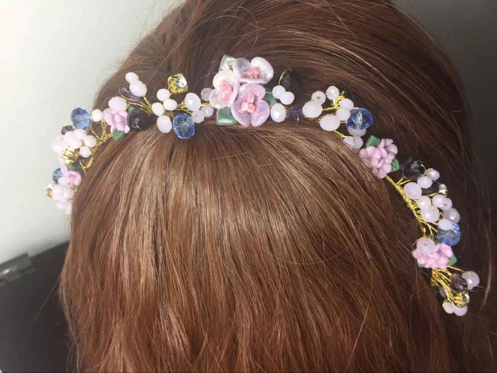 Модная буровая корона для женщин ручной работы разноцветные цветы Свадебная