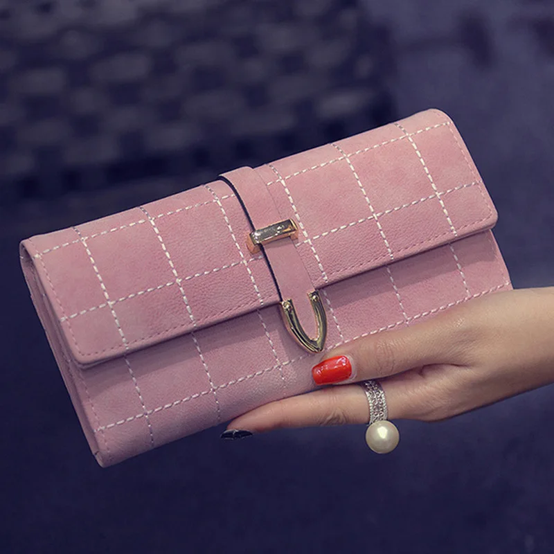 Модный клетчатый длинный бумажник из искусственной кожи высококачественный