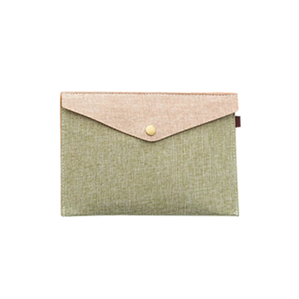Small green Имитация льняной холщовой сумки для файлов на пуговицах, папка для документов, Офисная папка для документов, большая емкость, принадлежности для хранения, органайзер для файлов - Цвет: Small green