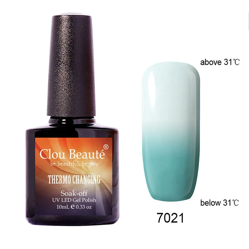 Clou Beaute термо меняющийся Гель-лак для ногтей, блестящий УФ/светодиодный температурный Гель-лак, Гель-лак, впитывающий УФ-гель для ногтей - Цвет: 7021