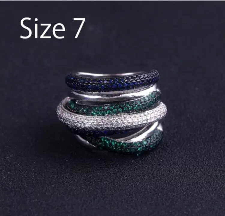 green size 7 Модные кольца, кубический циркон, микро проложенный набор, полный размер, кольцо, медное основание для женщин, подарок, вечерние ювелирные изделия - Цвет основного камня: green size 7