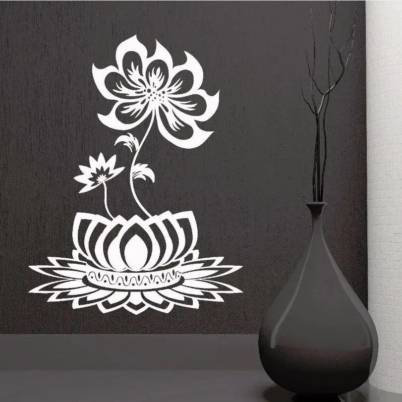 

Home Decor Removable Lotus Flower Design Wall Decal Beautiful Bedroom Decor Vinyl Buddhism Wall Stickers Home Art Mural AY521