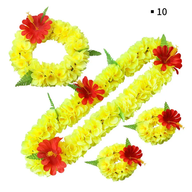 10 OHEART Искусственные цветы Гавайские гирлянды из цветов Гирлянда на шею повязка на голову тропический Летний пляж День рождения Свадьба Декор поставки - Цвет: 10