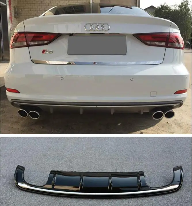 ABS 4 выхода заднего бампера Диффузор с выхлопными наконечниками для Audi A3 S3 2 вида стилей