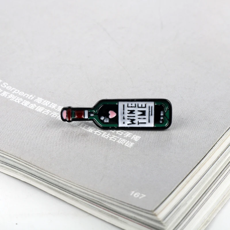 Wine Time Mini Cute Pins Red Bottle Cup Brooches Enamel Pin Badge Cartoon Jewelry Bag Clothes For Lovers Best Friend | Украшения и