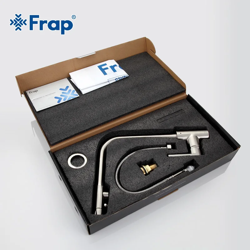 Frap Никель матовый Кухня кран Правый Угол Дизайн 360 градусов вращения с очистки