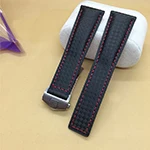 Silver buckle Качественный ремешок для часов из углеродного волокна 20 мм 22 мм сменный кожаный ремешок черный часы аксессуары браслет - Цвет ремешка: Silver buckle