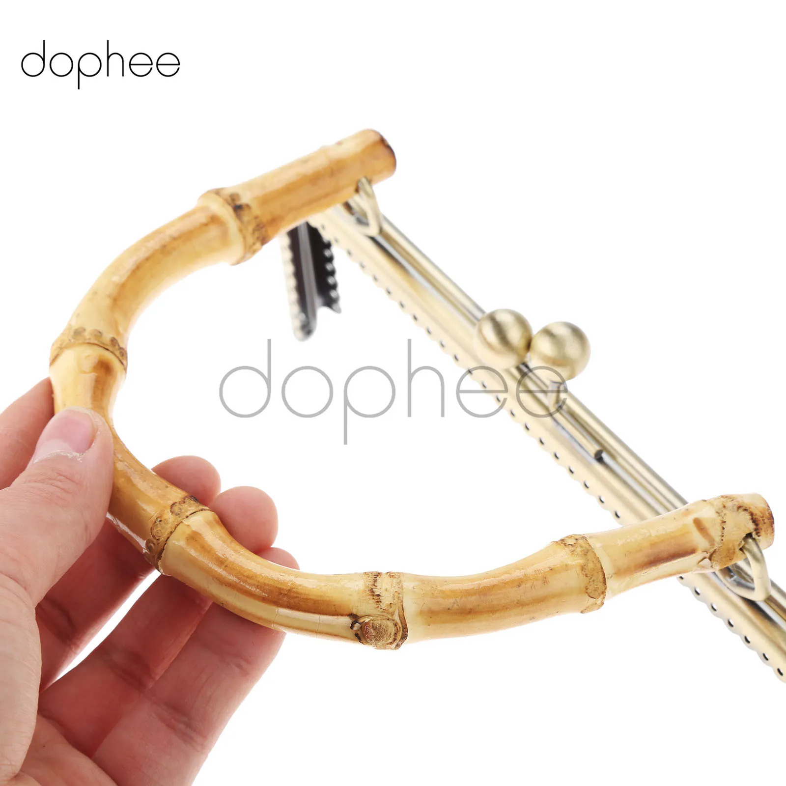 Dophee 1 шт. 20/25 см бронзовая металлическая рамка для кошелька, дужки с бамбуковой ручкой с механизмом поцелуем-застежкой замком для Сумки из натуральной кожи кошелек аксессуары