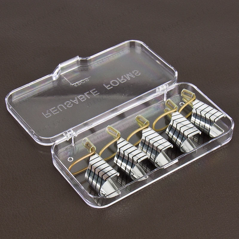 5 sets Reusable Dual Silver Nail Form For Art Making C Curve Acrylic French Tips Free Shipping H1E1 | Красота и здоровье