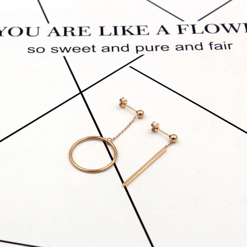 2018 модный бренд леди большой круг квадрат асимметрия Серьги-гвоздики