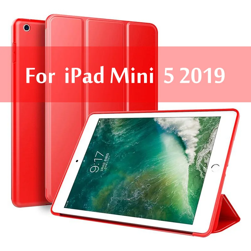 Mini 5 Red Чехол для iPad Mini 4 3 2 1 чехол ПУ; кожа; Силикон Мягкая задняя трехстворчатая подставка для сна смарт-чехол для iPad Mini 5 чехол Funda - Цвет: Mini 5 Red