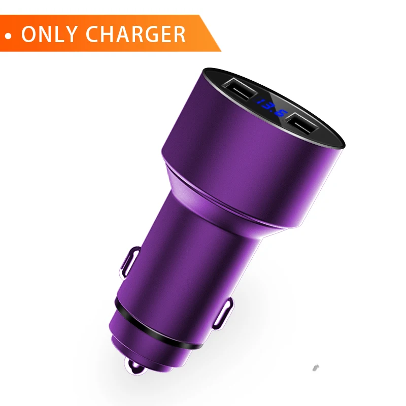 ZNP автомобильное зарядное устройство с 2 портами USB цифровой светодиодный дисплей 5 в 3,4 а алюминиевый сплав Быстрая зарядка для iPhone 6 Xiaomi автомобильное зарядное устройство для samsung - Тип штекера: Purple
