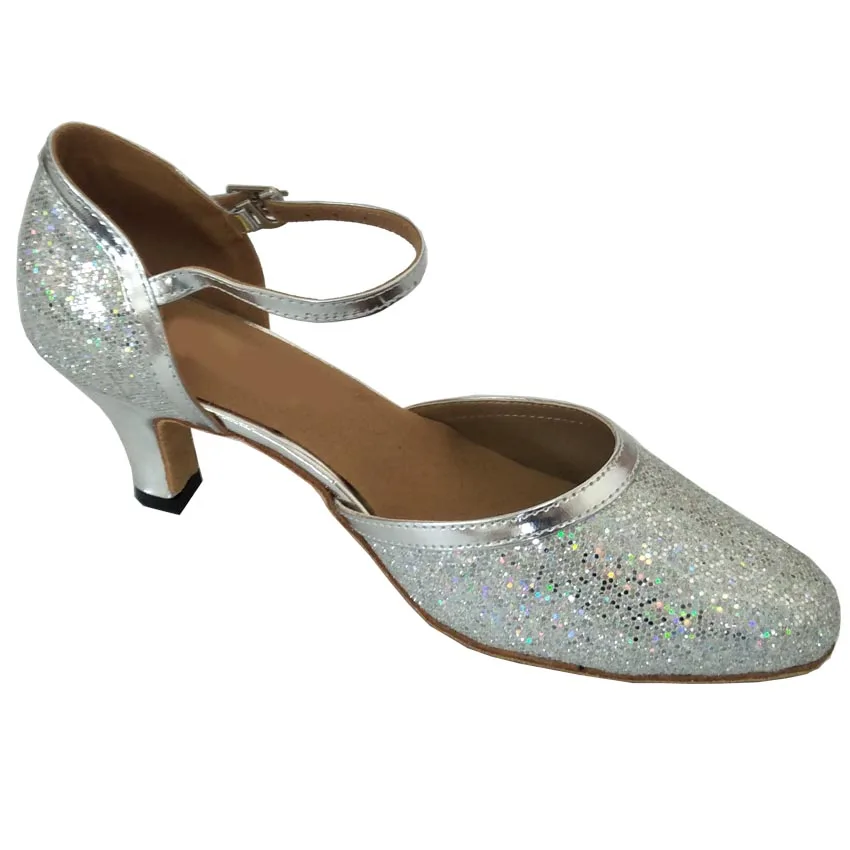 Elisha Dance Shoe Women's Full Size Customized Heel Closed Toe Ballroom Party Latin Salsa Silver Lady Dancing Shoes | Спорт и