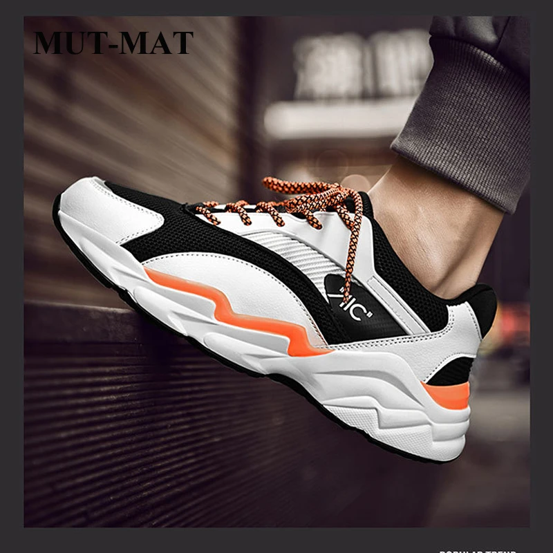 

Мужская спортивная обувь, Новинка осени 2019, повседневные кроссовки, кожаная ткань, парные модели, повседневная обувь для бега, удлиняющая об...