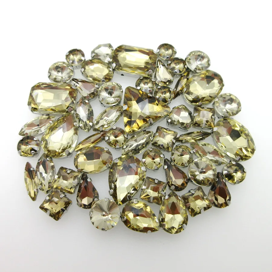 Lt topaz Формы микс 50 шт./упак. серебро коготь Установка; обувь с блестящими стразами пришить стразы торжественное платье одежда, обувь, сумки, diy цветные отделка - Цвет: Lt topaz