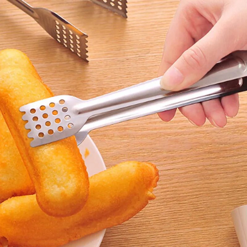 Фото Stainless Steel Food Tongs Kitchen Utensils Salad Fruit Cooking Food Tongs Serving Kitchen Cooking Barbecue Tools №1