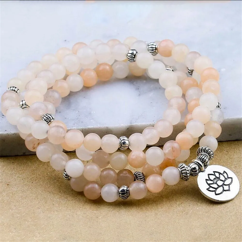 Trendy Wrist Beaded Bracelet 6mm 108 Natural Yellow Stone Yoga Lotus Healing Mala / Necklace for Women Jewelry Dropship | Украшения и