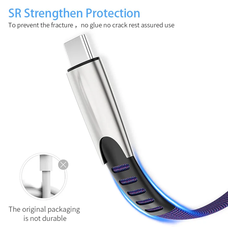 Coolreall 3A кабель для быстрой зарядки Type C синхронизации данных USB устройства Samsung Huawei