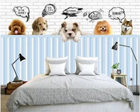 beibehang high definition fashion can be scrubbed wallpaper cute pet dog background wall decorative painting 3d wallpaper tapety