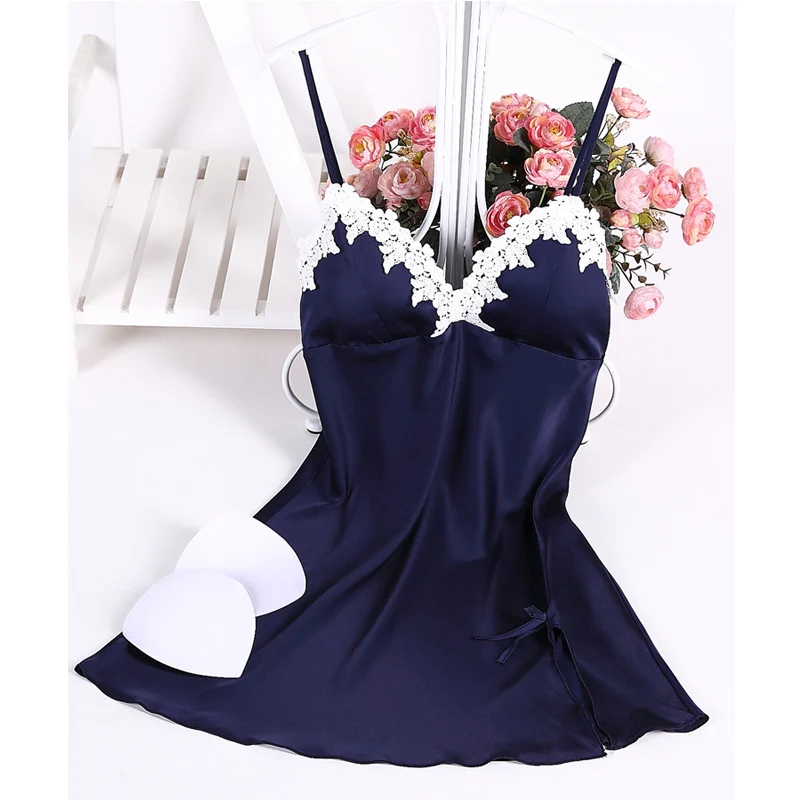 Ночная рубашка женская шелковая на бретельках летняя большого размера|nightgown