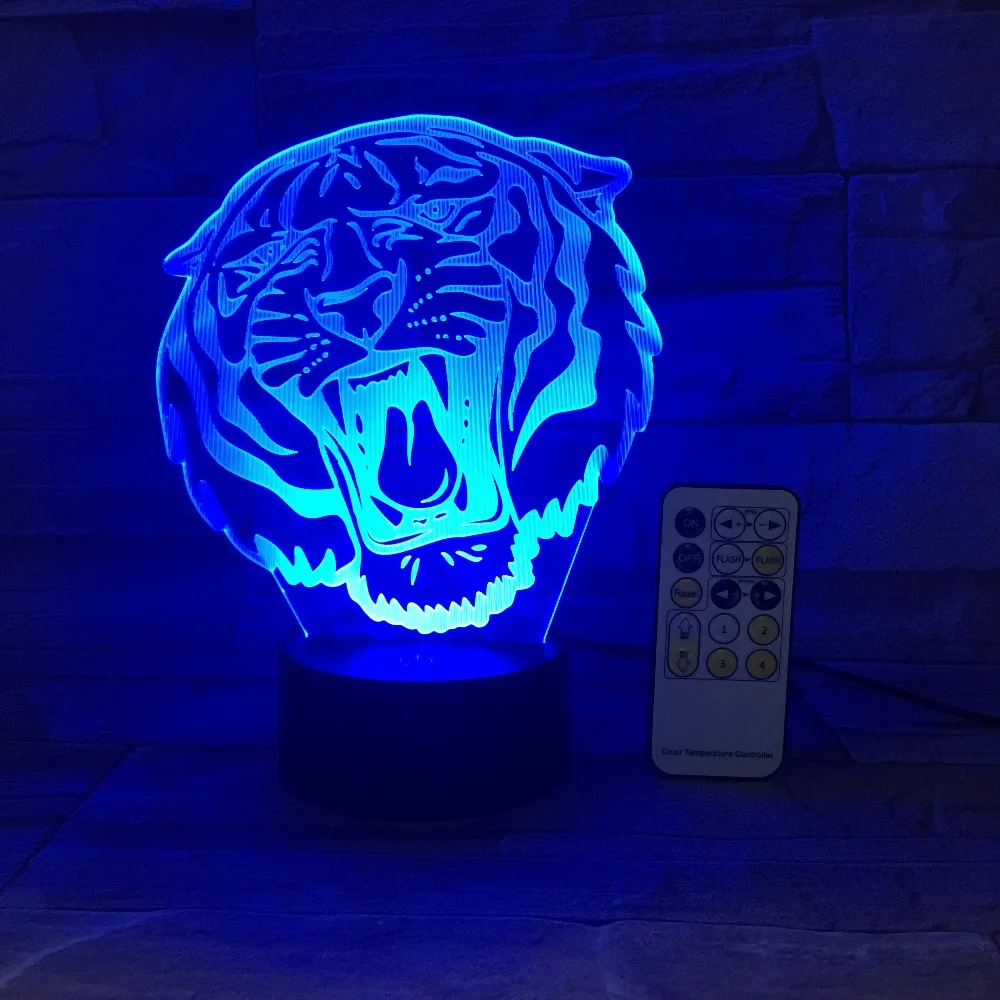 Радиоуправляемый пульт или сенсорное Управление 3D льва дом Декор USB лампа
