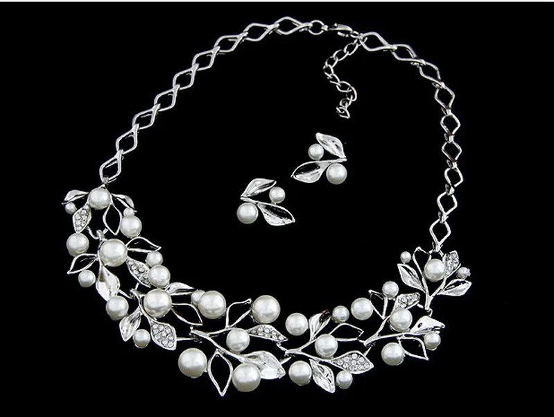 Женский Свадебный комплект из колье и серёг с искусственным жемчугом|earrings set for