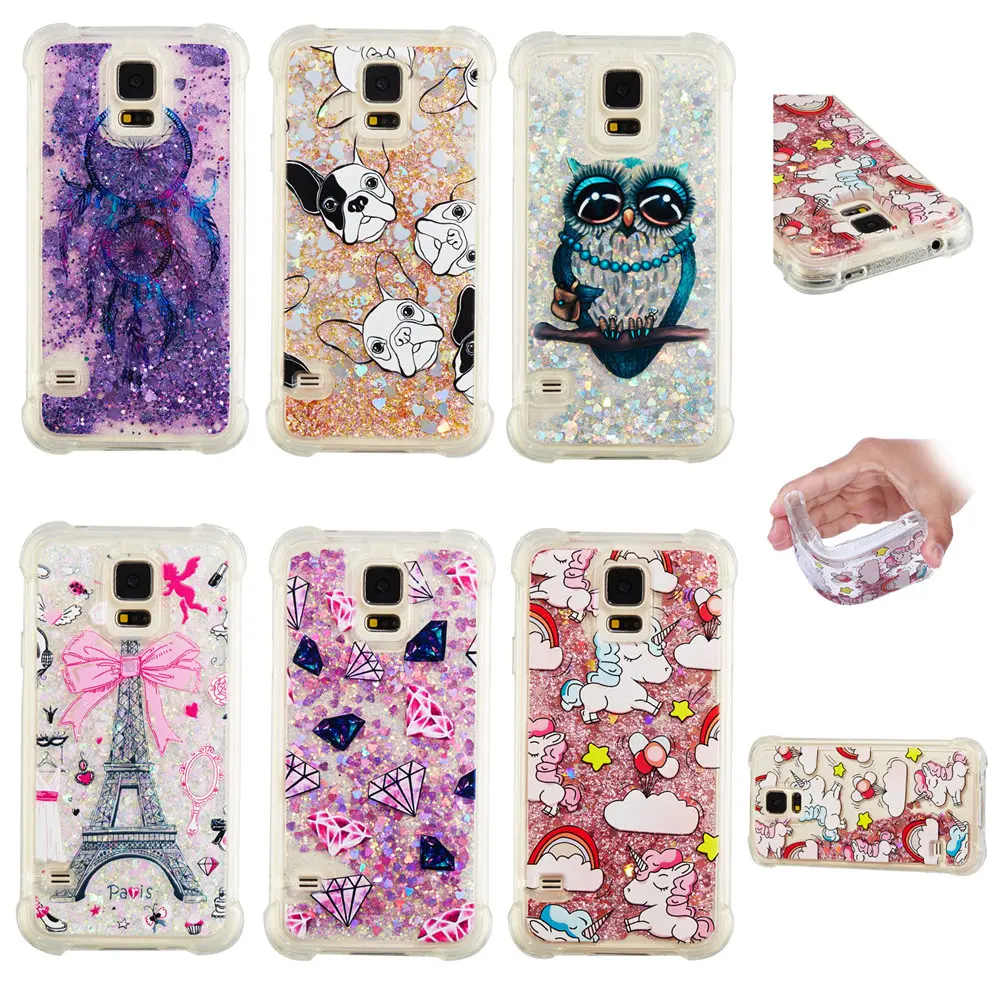 Единорог Сова чехол для Samsung Galaxy S5 S 5 G900 G900F G900H SM-G900FD SM-G900H динамический жидкий