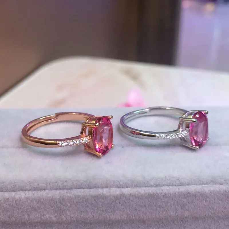 

KJJEAXCMY Fine jewelry 925 silver inlay Pink Topaz Ring shinv shipping