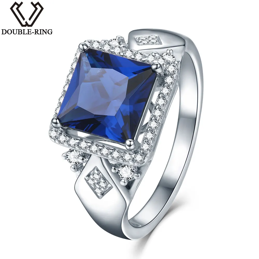 

Дважды R 925 стерлингов Серебряные кольца для Для женщин изделия созданы Изумрудный Драгоценное кольцо алмазная-вышивка-распродажа алмазная...