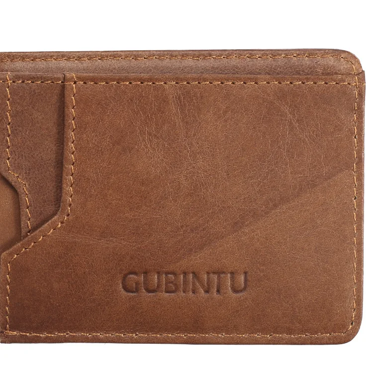 GUBINTU RFID Блокировка тонкий двойной зажим для денег кошелек Винтаж тонкая защита для карт держатель для денег Карманный Кошелек для мужчин