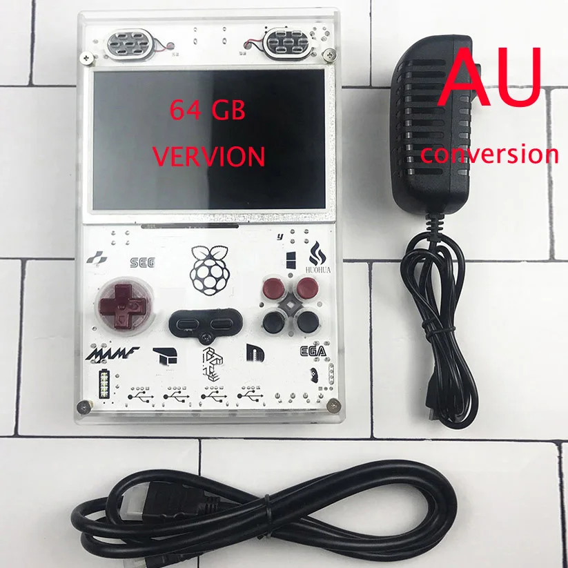 5,0 дюймов HD ips Raspberry pi портативная игровая консоль Ретро аркадный компьютерный модуль 3 Lite игровая консоль DIY встроенный больше игр - Цвет: 64g AU PLUG
