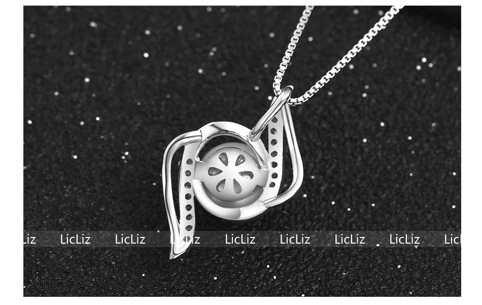 LicLiz 925 Серебряный кулон с жемчугом для женщин Micro Pave CZ цирконий DIY ожерелье Очаровательная Геометрическая подвеска «молния» LP0234