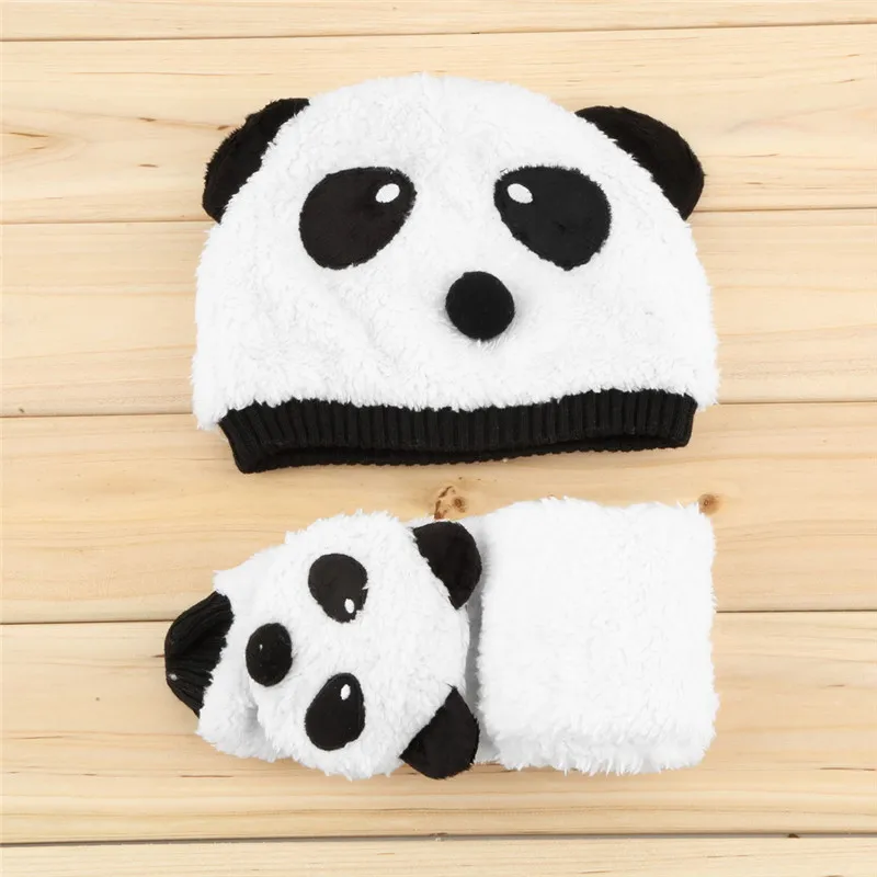 Детская шапка шарф теплая зима Panda Малыш Ребенок Мальчик девушка полушерстяные