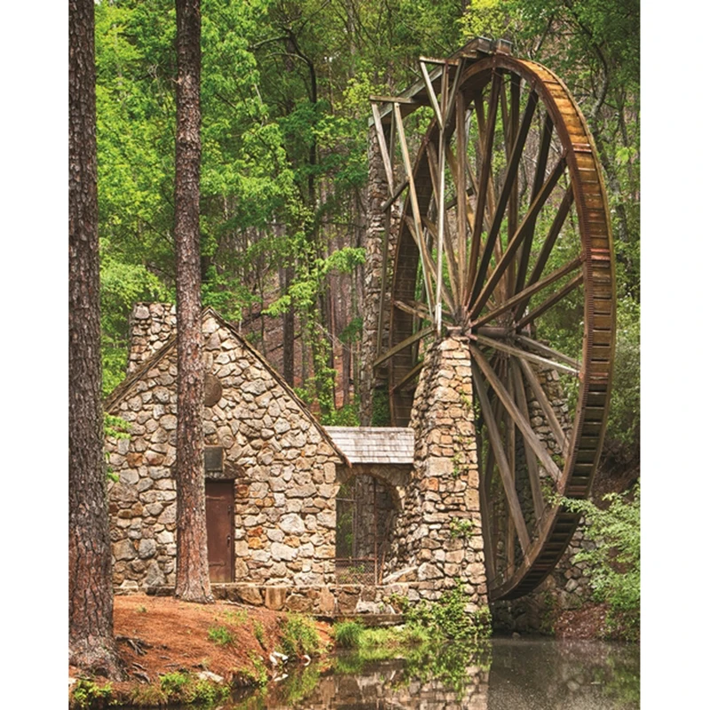 Алмазная живопись полный квадратный бриллиант пейзаж вышивка waterwheel крестиком