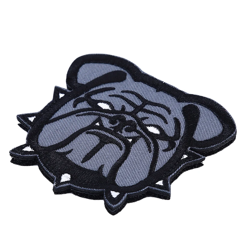 Изысканный серый бульдог Ткань наклейки Красивая Милая Вышивка Липучка повязка