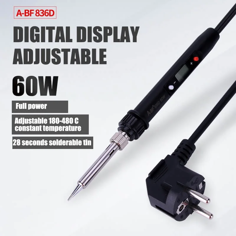 ABF-836D Standard A-BF 836D Цифровой паяльник с ЖК-дисплеем, Регулируемый температурный комплект с 3 наконечниками для паяльника и 1 губкой бесплатно - Цвет: ABF-836D Standard