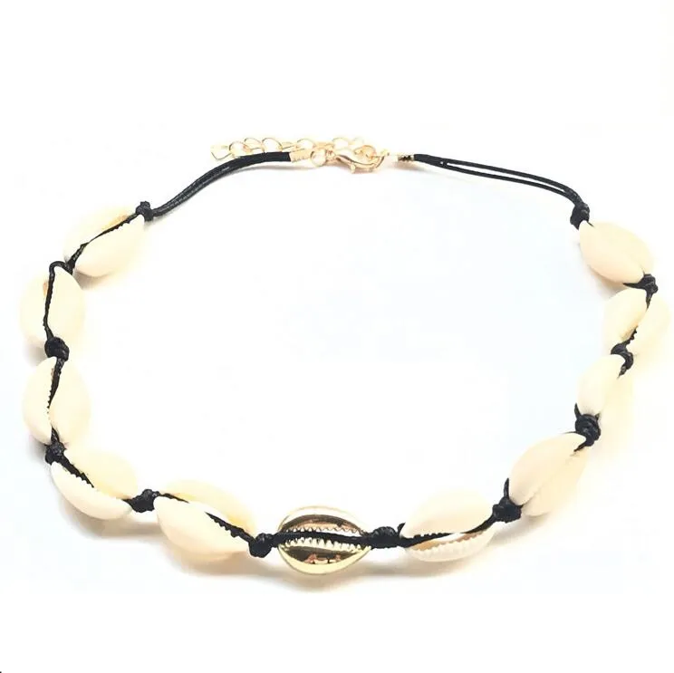 gold necklace Модное золотое ожерелье-чокер в виде раковины каури для женщин и девушек, богемное пляжное летнее ювелирное изделие в подарок - Окраска металла: gold necklace