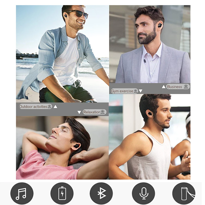 Беспроводные наушники Mini Sport True TWS Earbuds с Bluetooth 5.0 и полноразмерная гарнитура для Android и IOS телефона с зарядным кейсом.